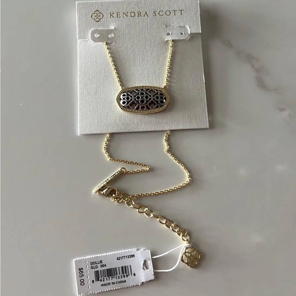 KENDRA SCOTT 14K Gold Plated/ Rhodium Dollie Filigree Pendant Necklace